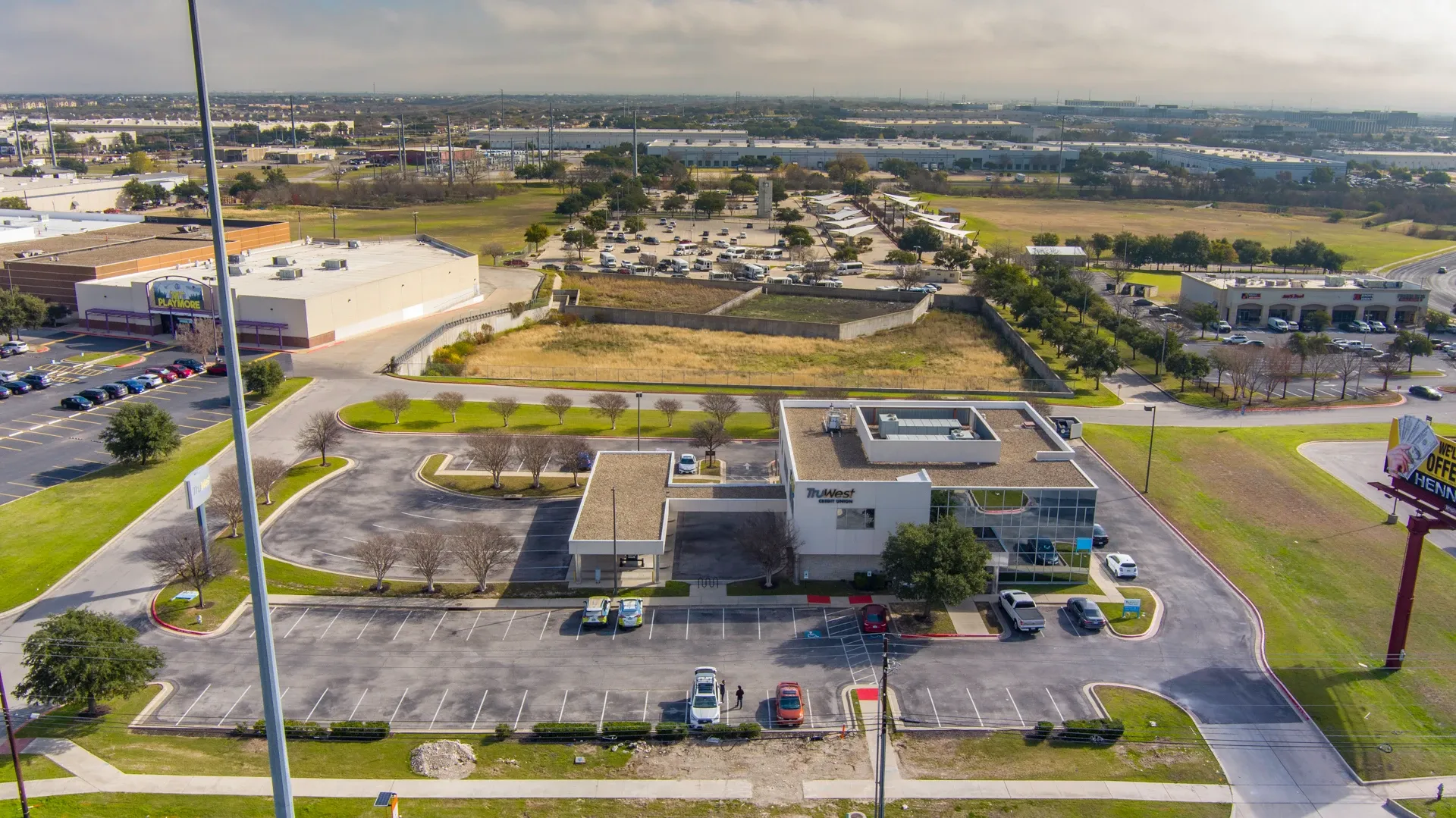 Commercial roof installation at a credit union