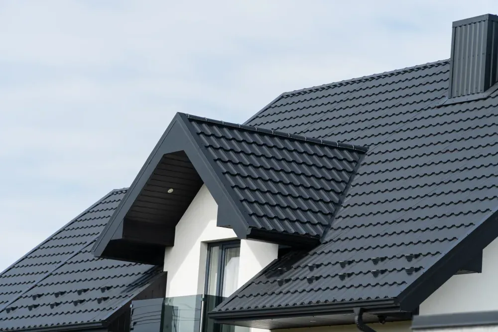 Standing Seam concealed-fastener metal roof on a modern home