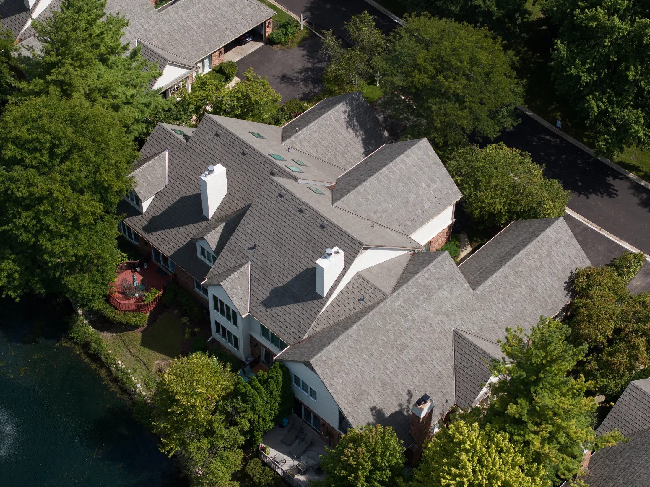Brava Cedar Shake roofing installed on a residential home from above