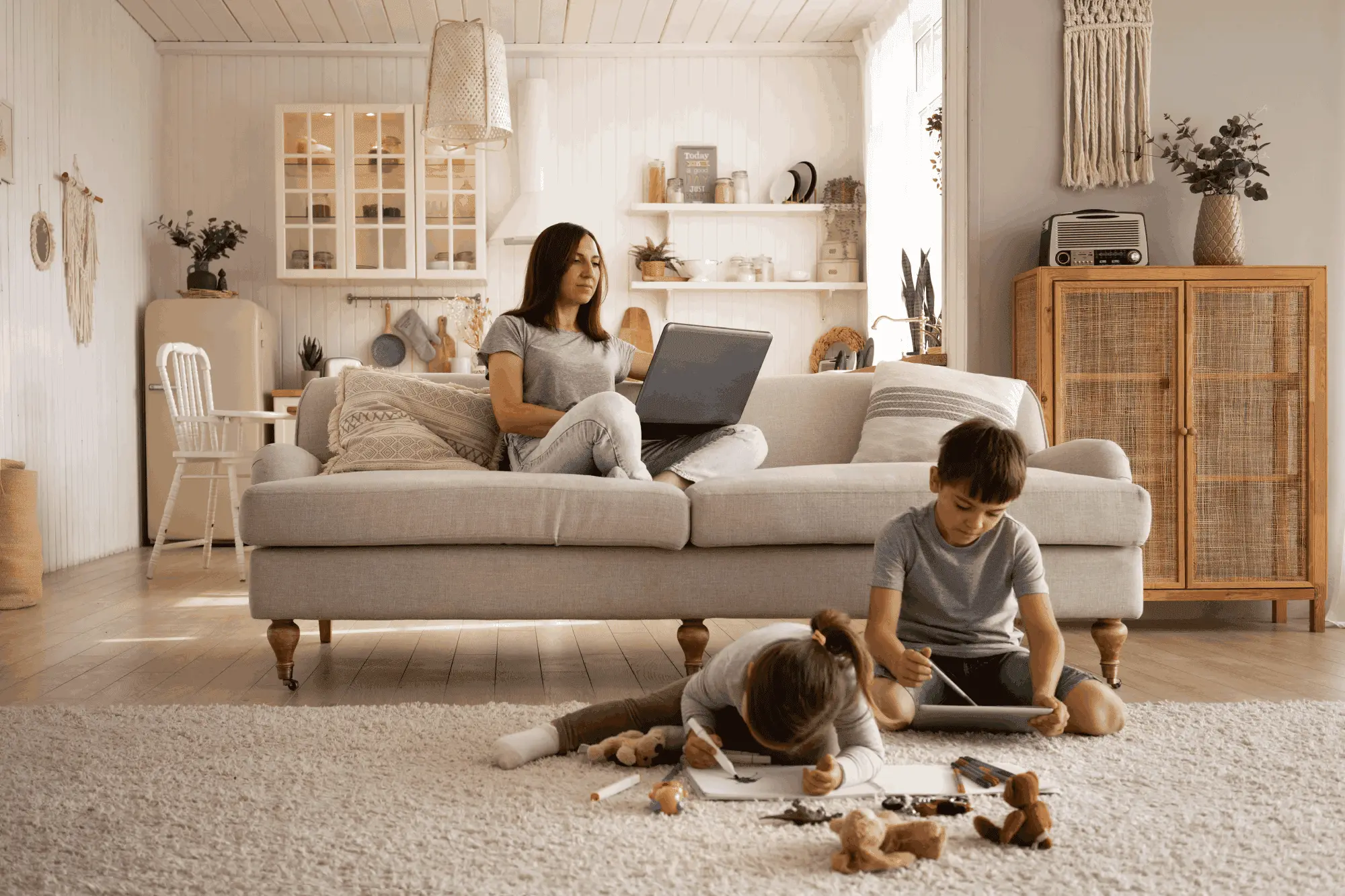 Family enjoying a comfortable, cool Pflugerville home