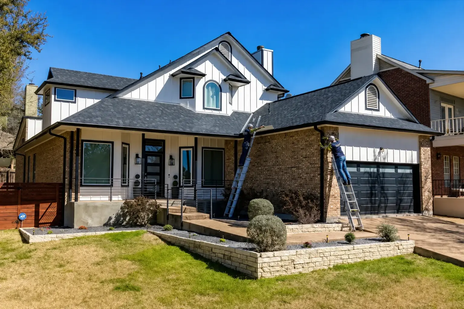 Gutter repair work on a Central Texas home