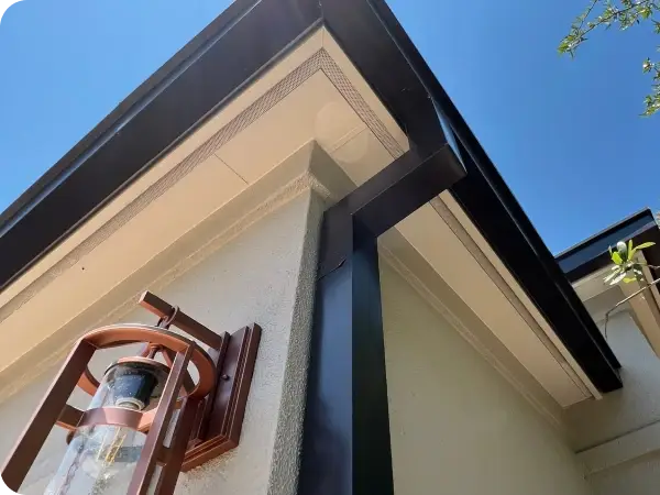 Ark consultant reviewing gutter style options with a Pflugerville homeowner