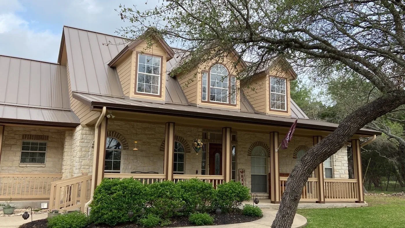 Standing-seam metal roof on a home