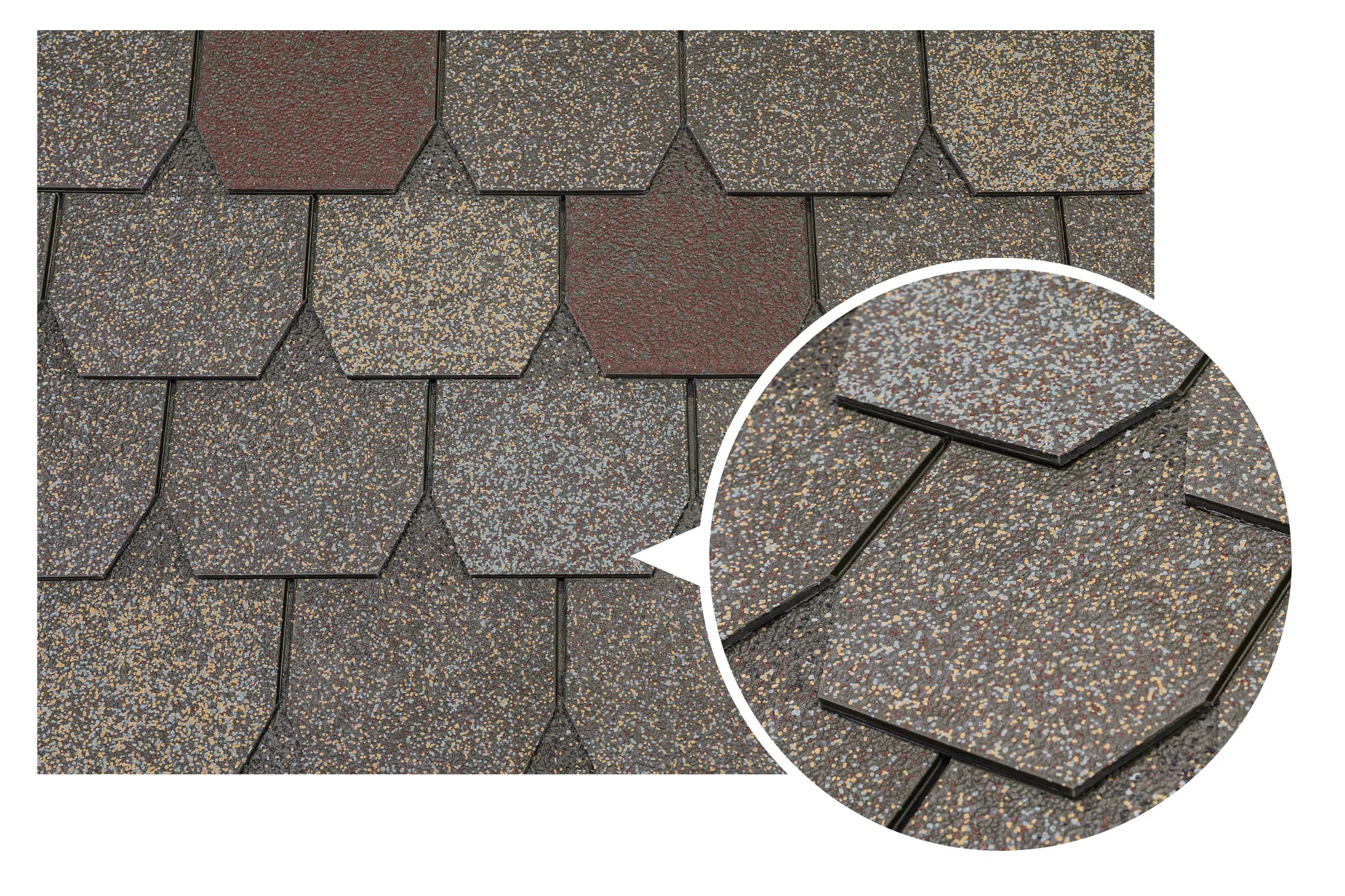 Close-up of hexagonal roof shingles.